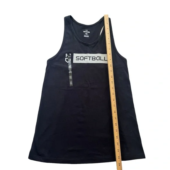 Under Armour Women’s XSmall Black Softball Logo Bar, Athletic Loose Fit Tank Top - Picture 7 of 16